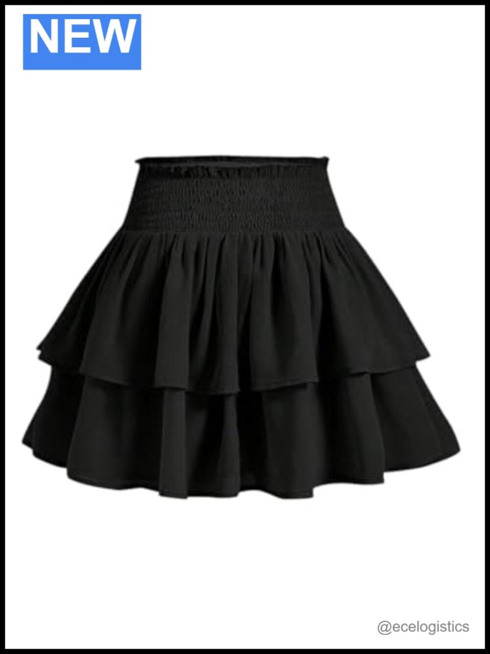 Women's Ruffle High Waisted Smocked A-Line Flowy Mini Skirt